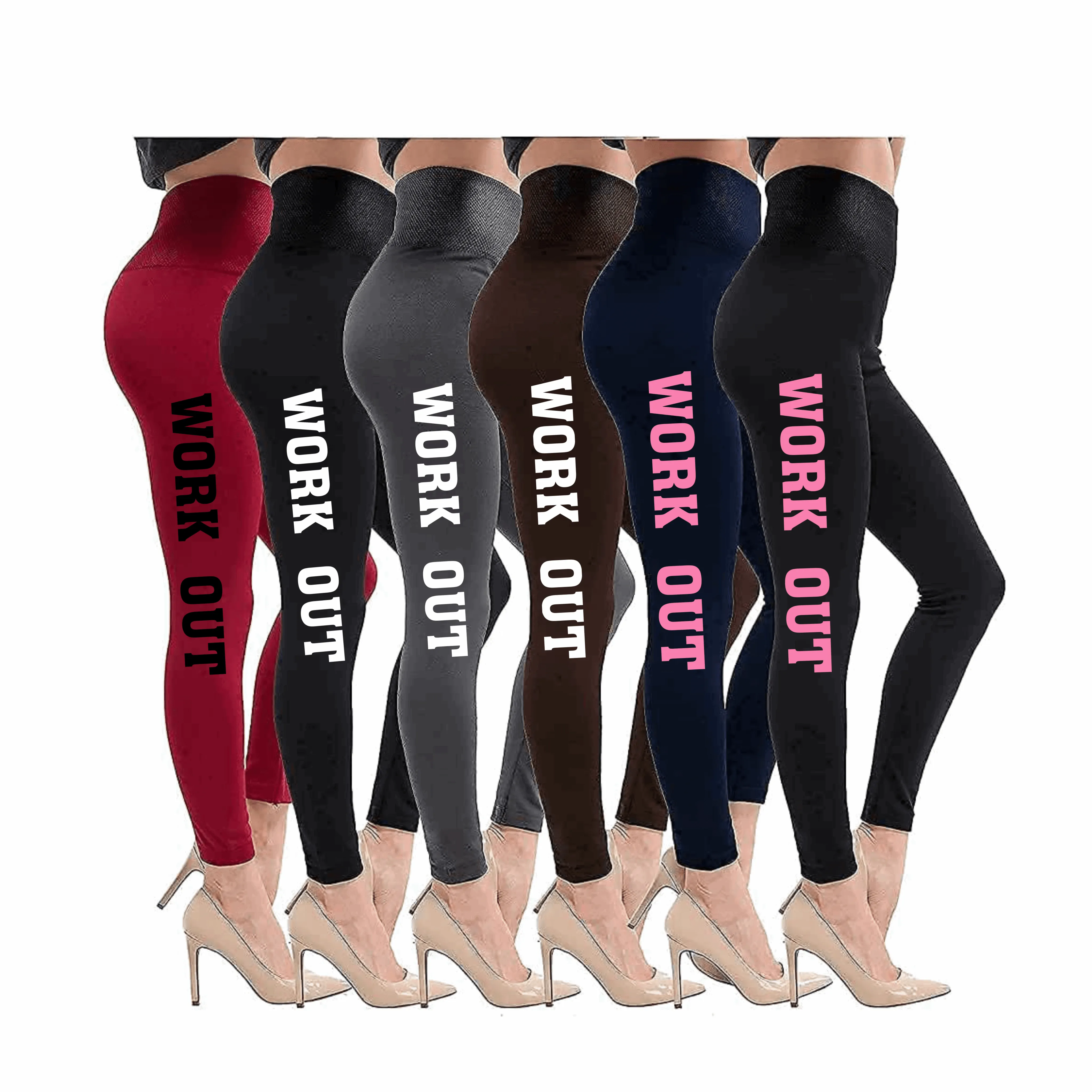 12 Pack of "Work out "Super Soft Thick Fleece Lined Leggings Cozy Warm Stretchy