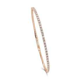 14K Gold & Diamond Half Way Around Flexible Bracelet-1.00 ct