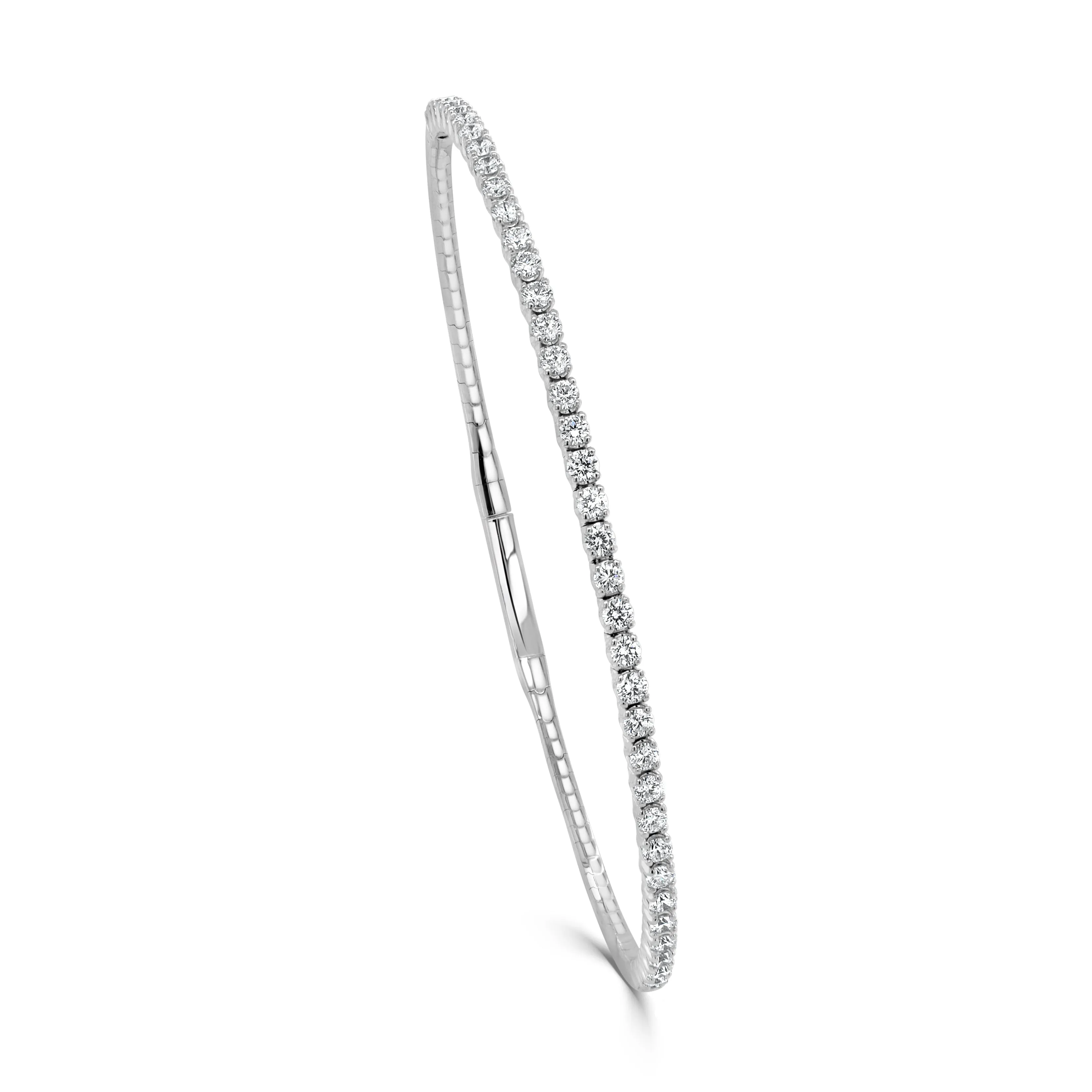 14K Gold & Diamond Half Way Around Flexible Bracelet-1.00 ct