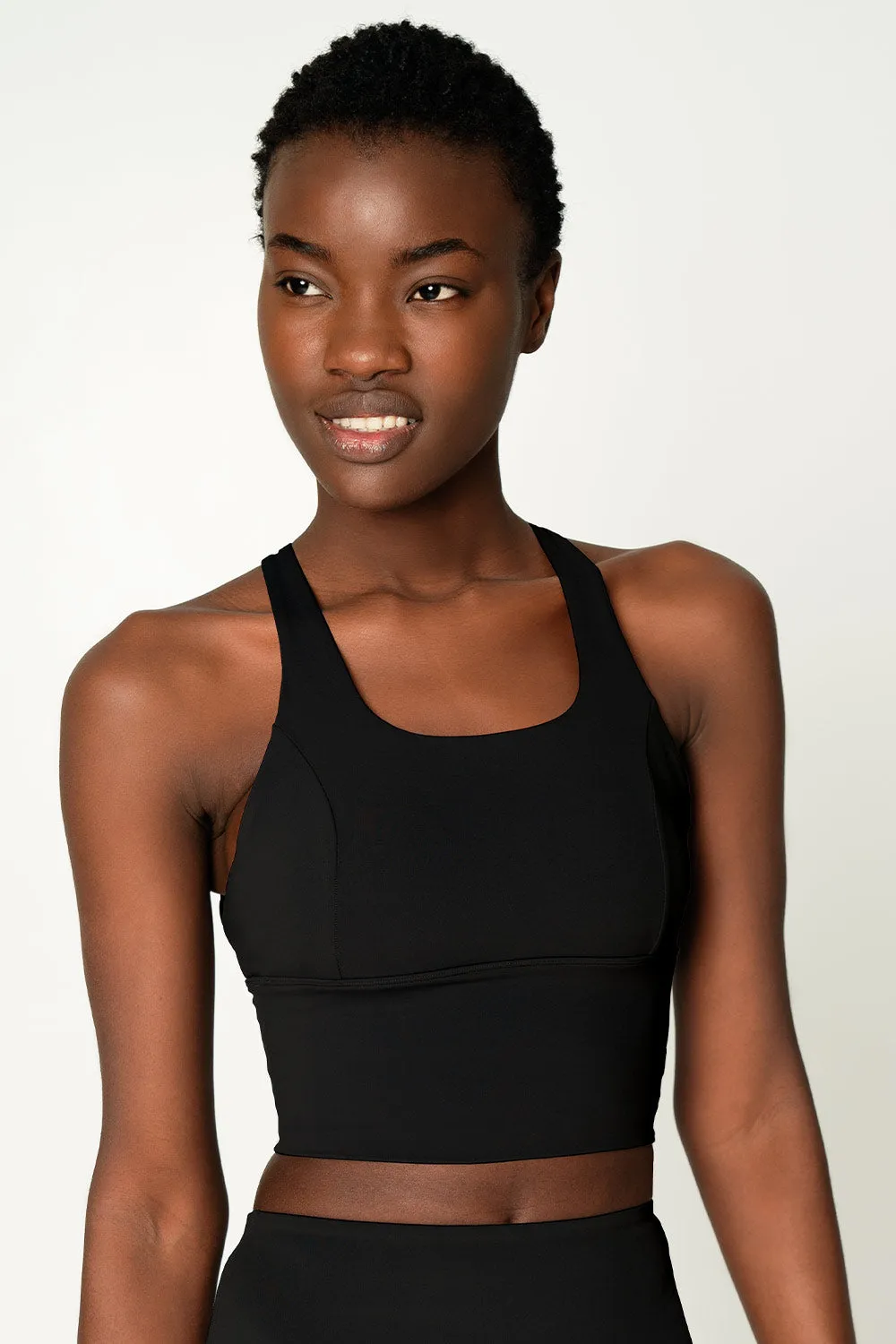 4 for $54 - Black Kelly Multi-Strap Back Long Line Padded Sports Bra - Women