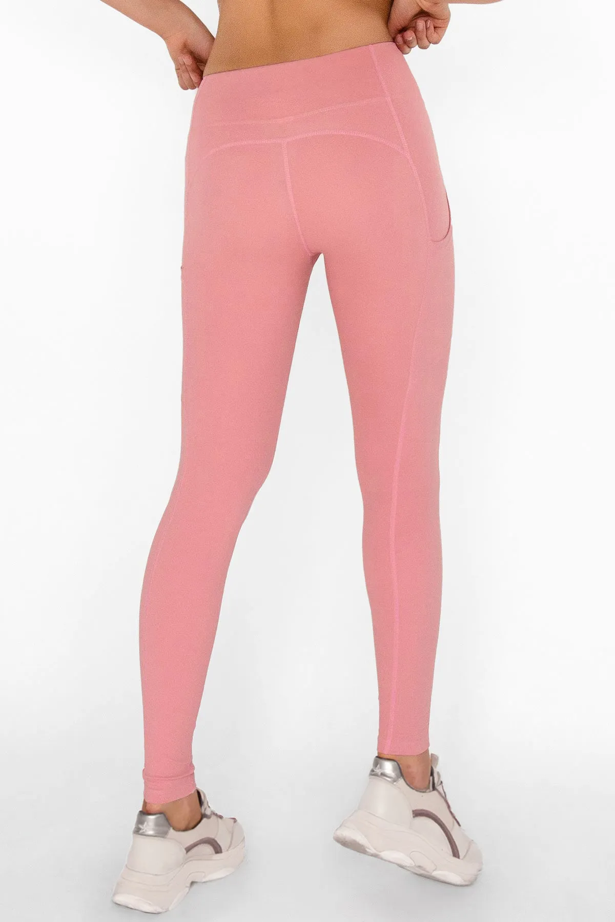 4 for $54 - Dusty Pink Cassi Side Pockets Workout Leggings Yoga Pants - Women