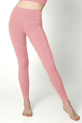 4 for $54 - Dusty Pink Cassi Three Pockets Workout Leggings Yoga Pants - Women