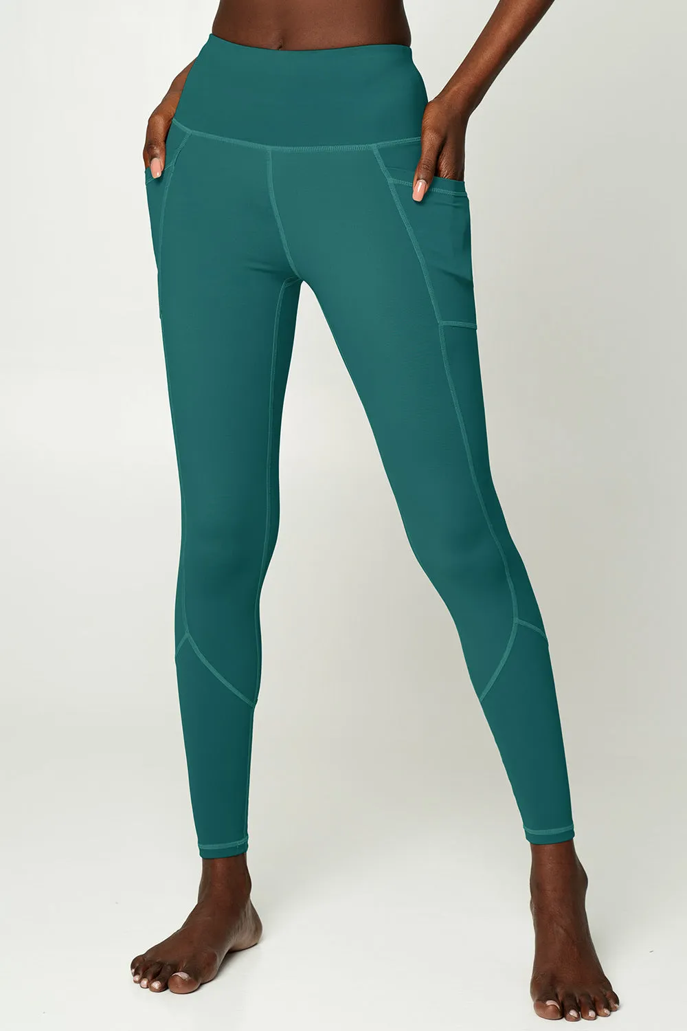 4 for $54 - Emerald Green Cassi Deep Pockets Workout Leggings Yoga Pants - Women