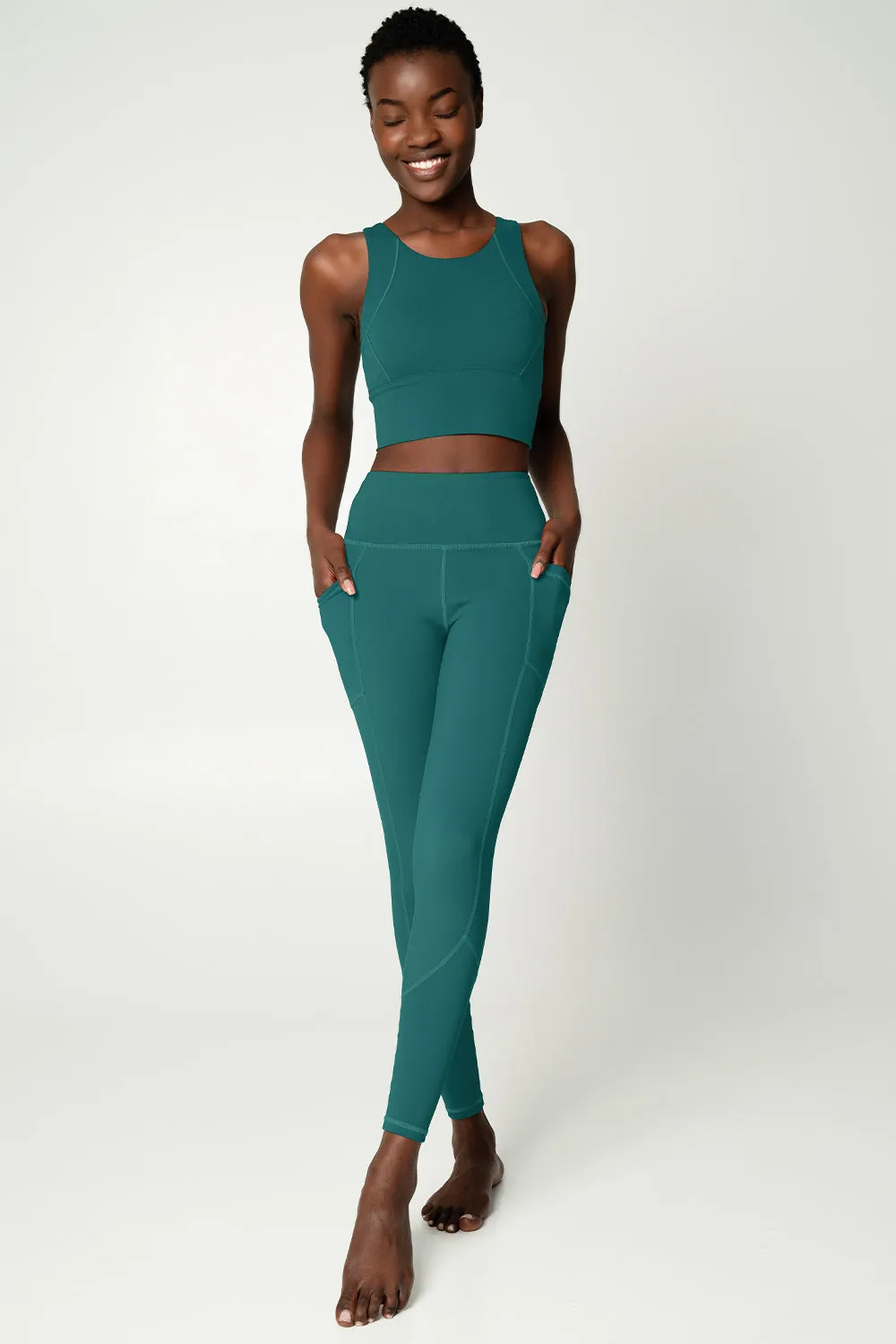 4 for $54 - Emerald Green Cassi Deep Pockets Workout Leggings Yoga Pants - Women