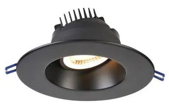 6 Inch Round Regressed Gimbal LED Downlight - High Output -18 Watt - 4000 Kelvin - Black Trim - 35 Degree Beam Spread - 1650 Lumen - Type IC Air-Tight Wet ES CRI 90 