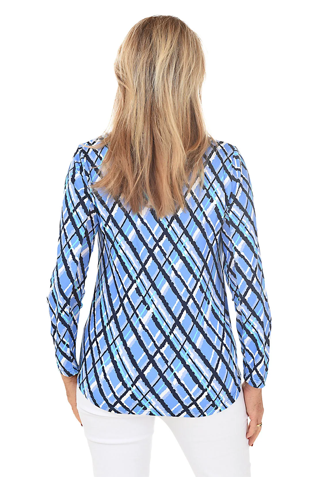 Argyle Plaid Cooling UPF50  Mock Neck Top