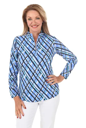 Argyle Plaid Cooling UPF50  Mock Neck Top