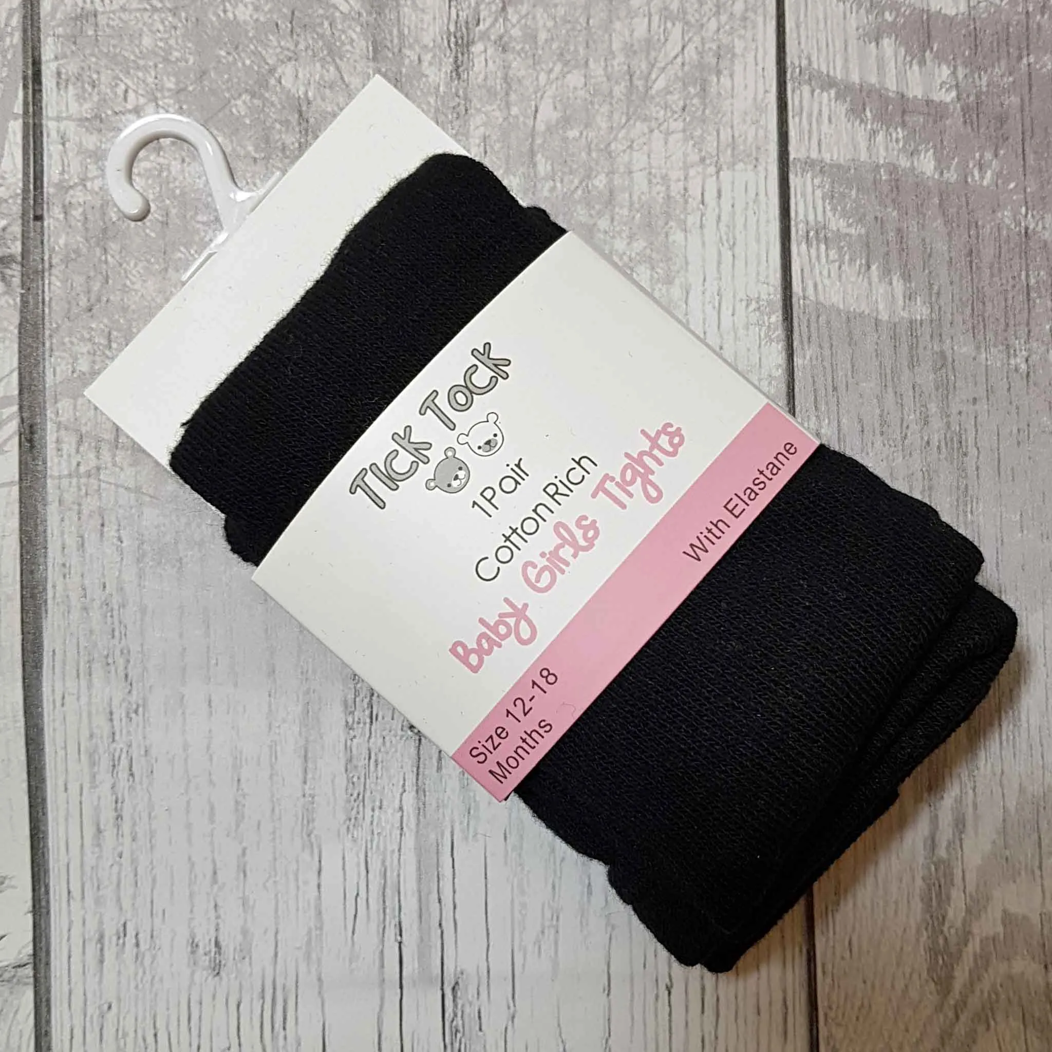 Baby Girls Black Cotton Rich Tights