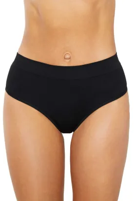 BLACK HIGH SCULPT THONG RIB