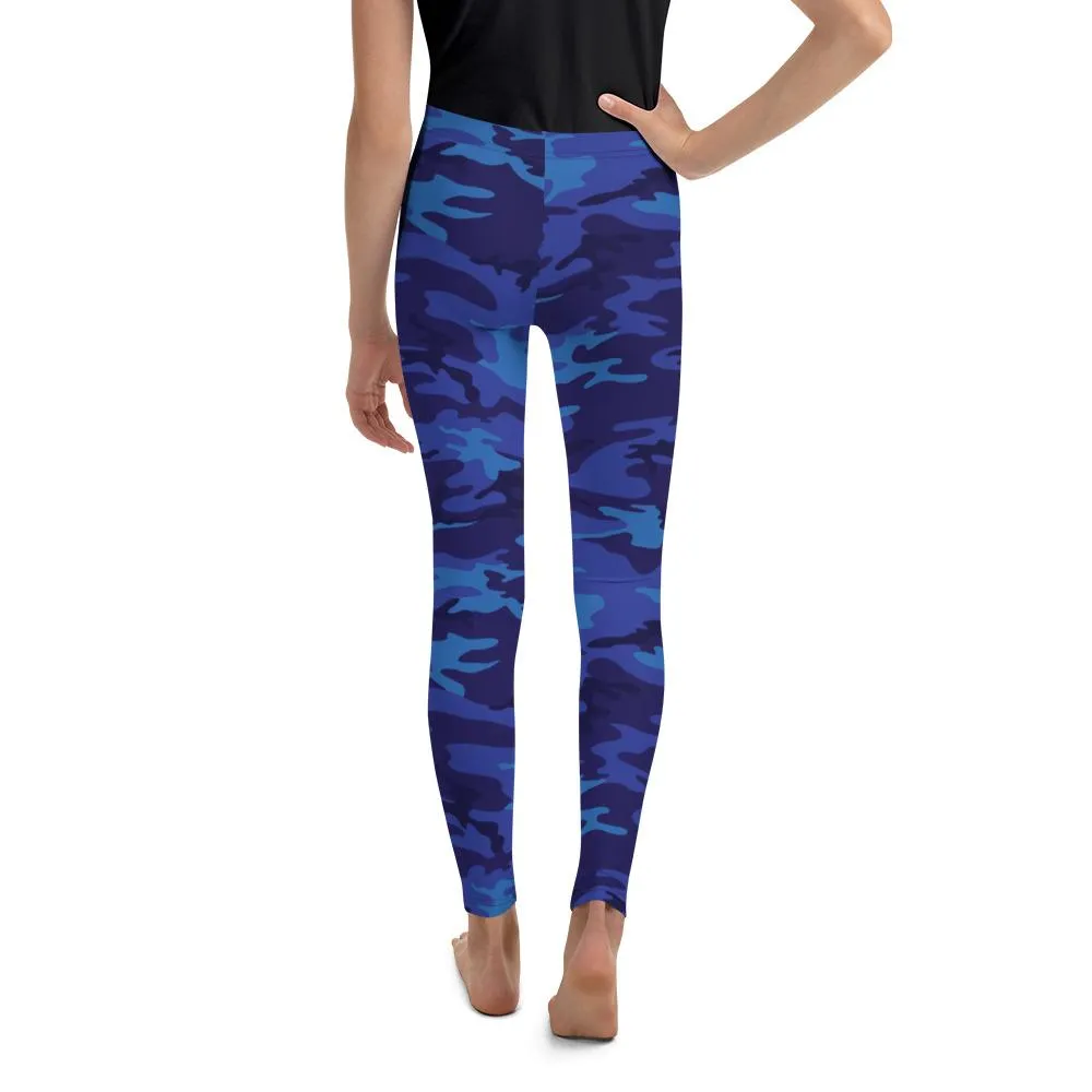 Blue Camo Youth Leggings