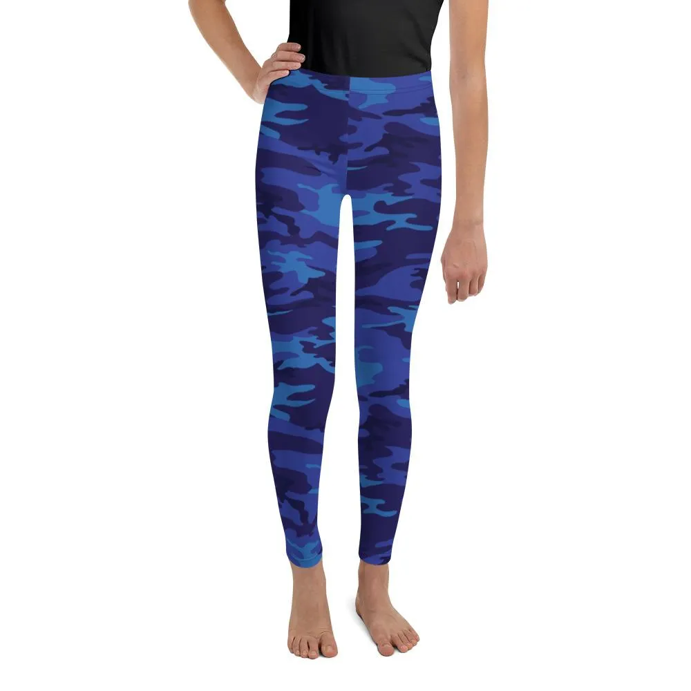 Blue Camo Youth Leggings