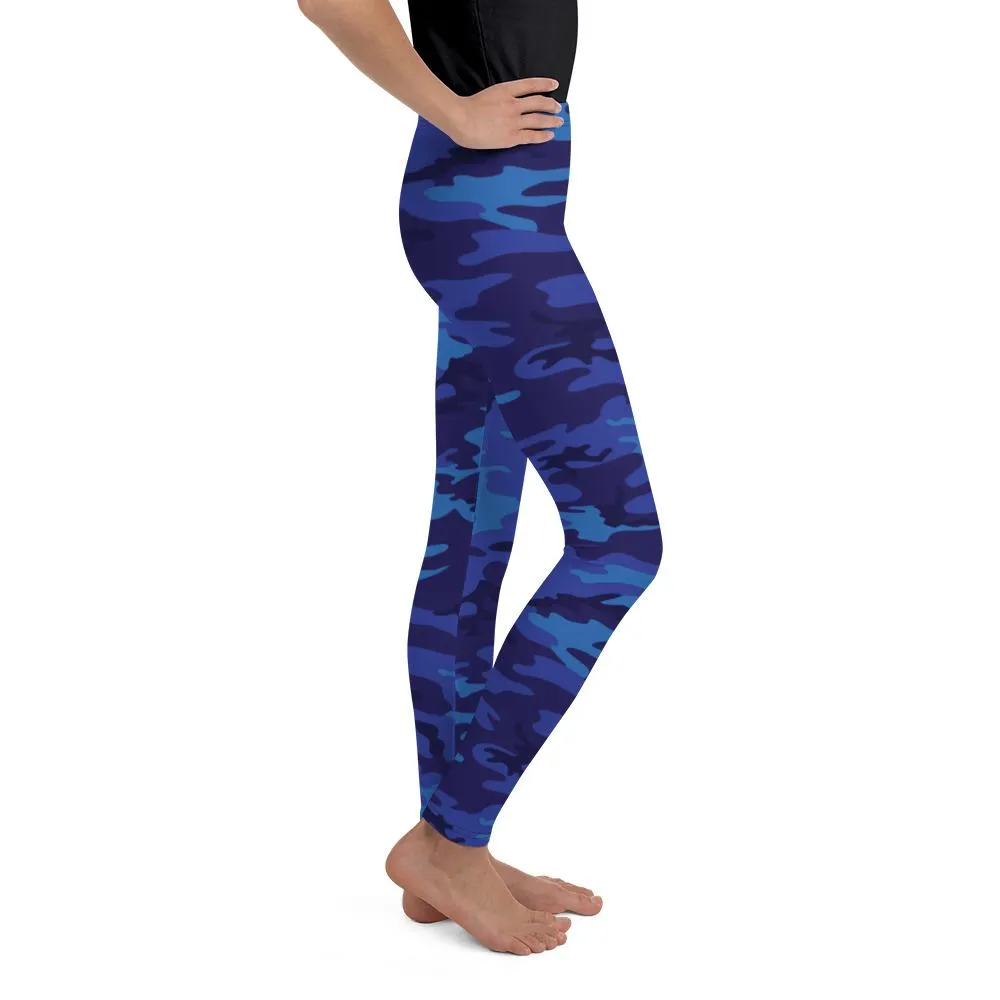 Blue Camo Youth Leggings