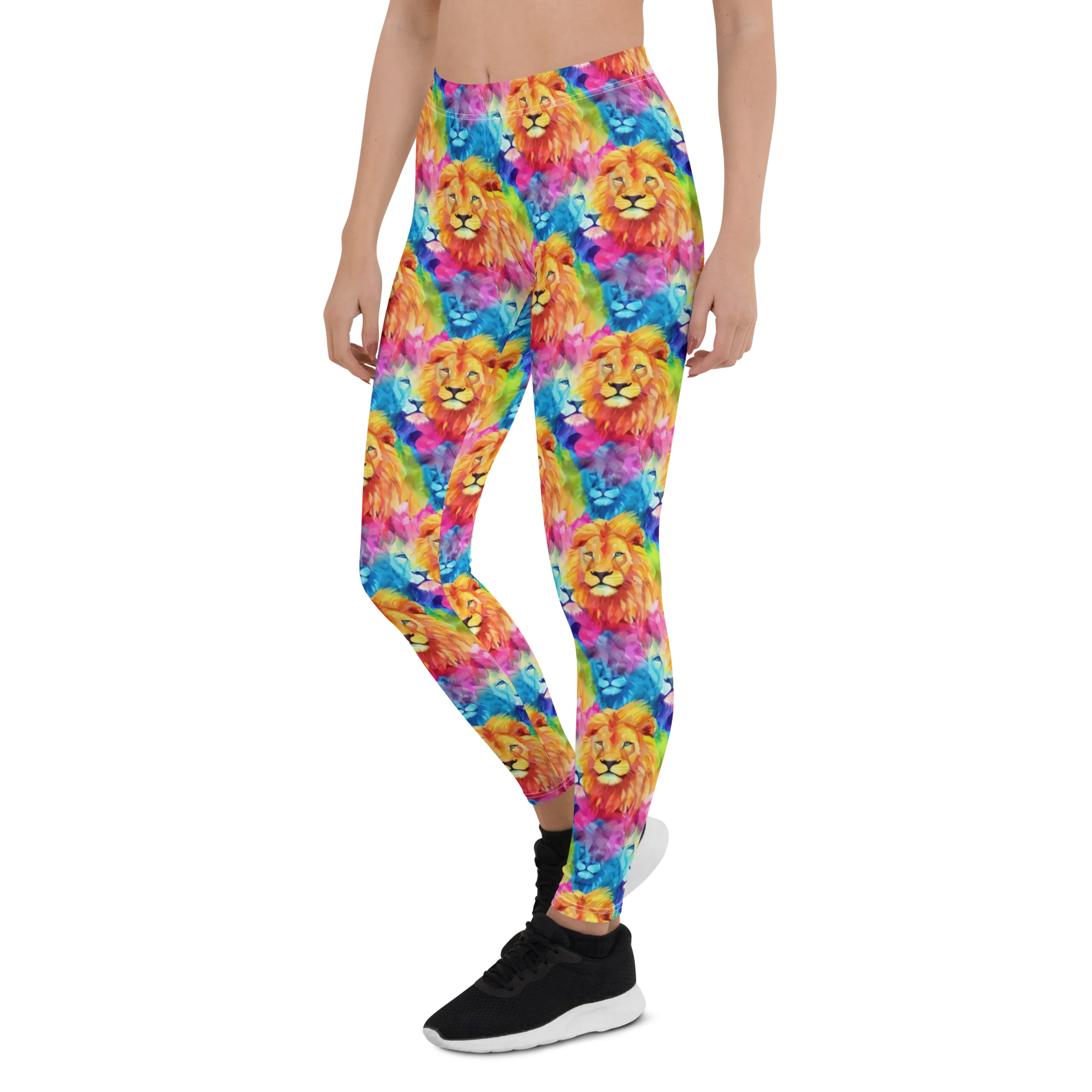 Bright Watercolor Lion Leggings