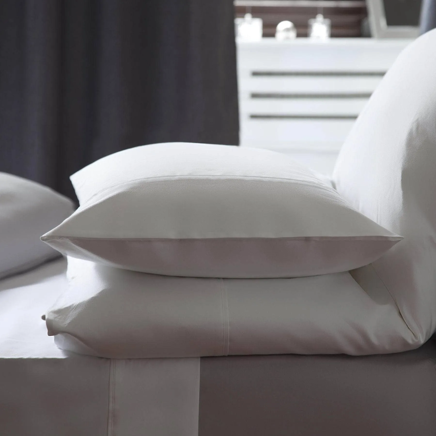 Brushed Cotton Pillowcase Pair - White