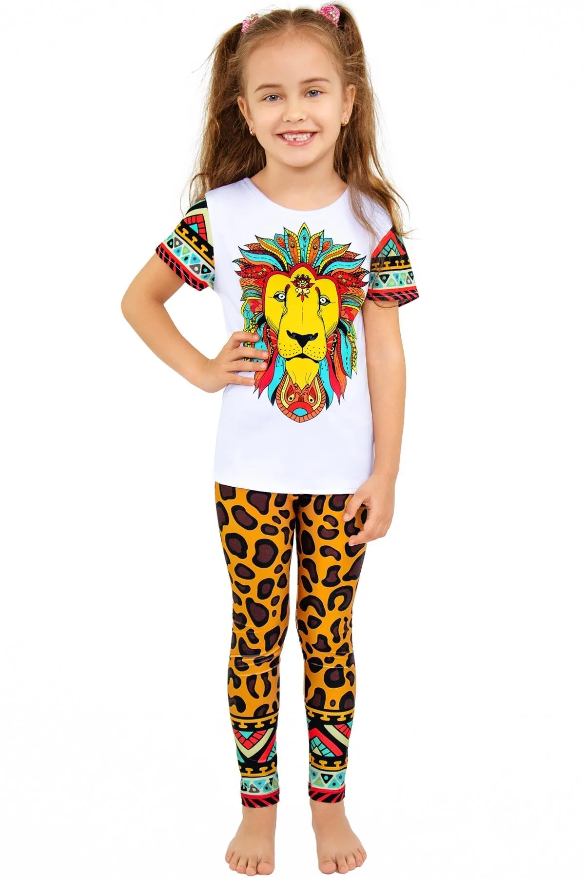 BUY 1 GET 4 FREE! Safari Lucy Brown Cute Leopard Print Leggings - Girls