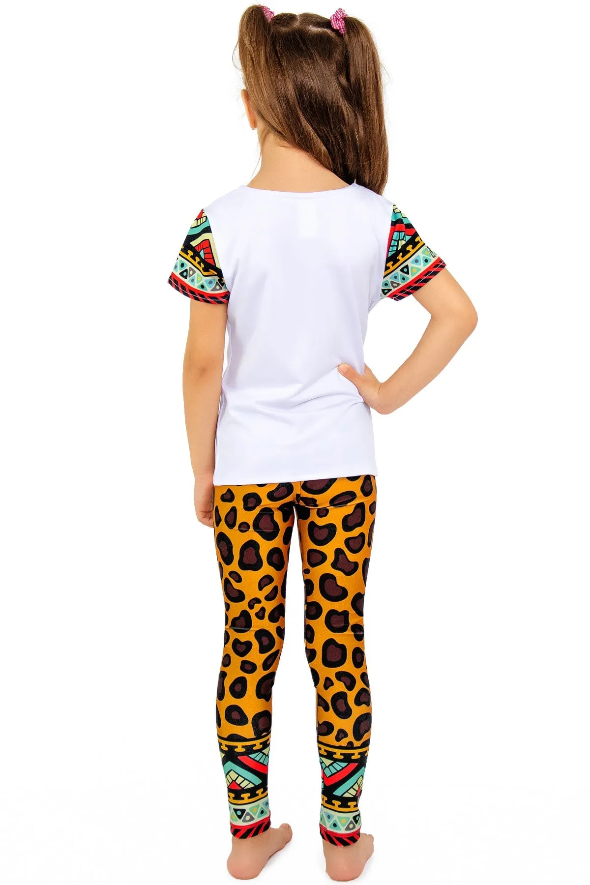 BUY 1 GET 4 FREE! Safari Lucy Brown Cute Leopard Print Leggings - Girls