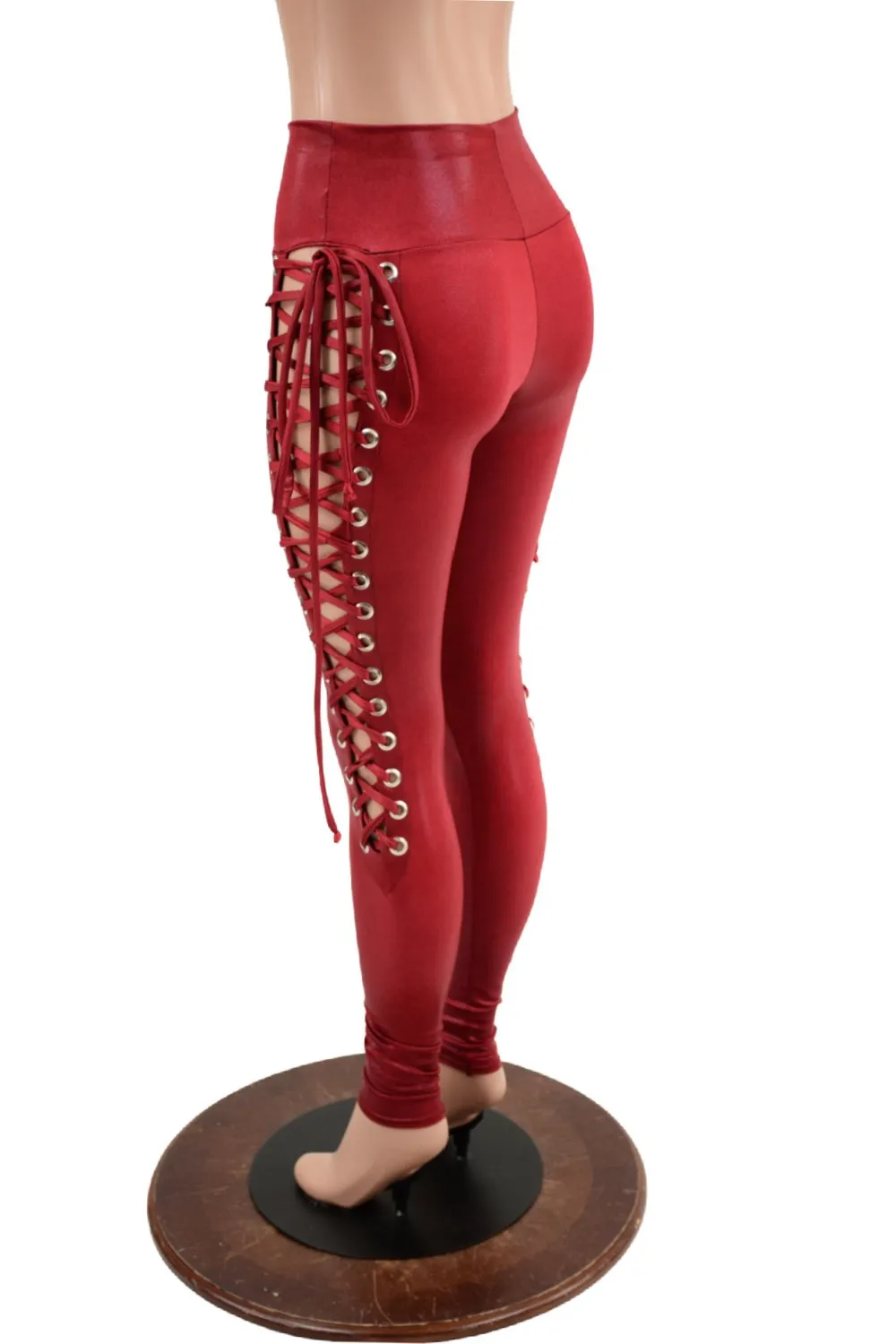 Coagulant Red Lace Up Leggings