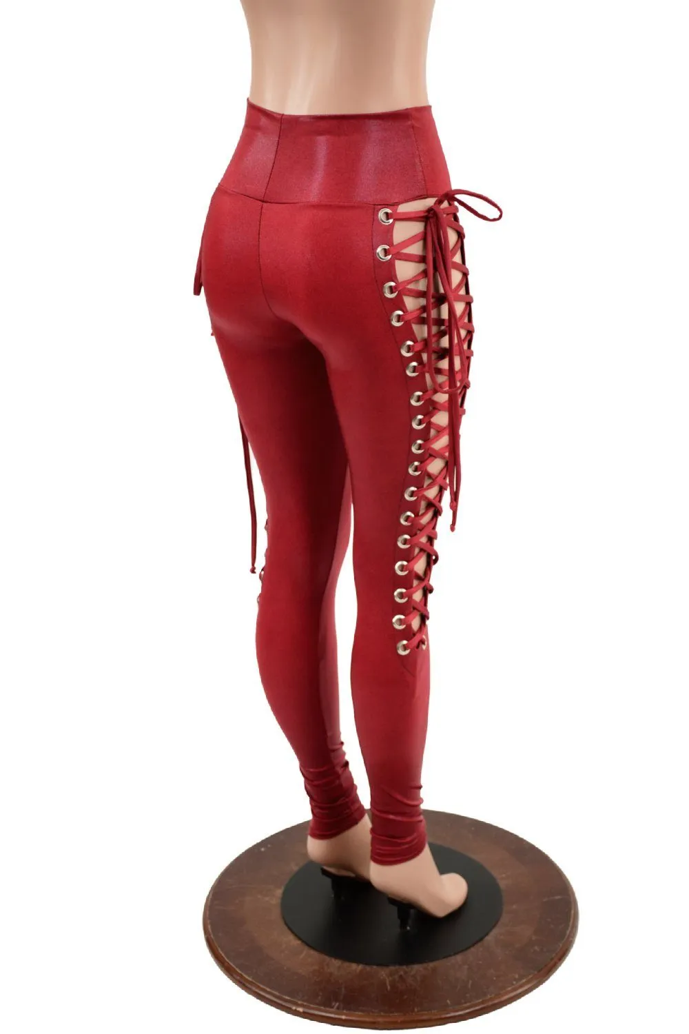 Coagulant Red Lace Up Leggings