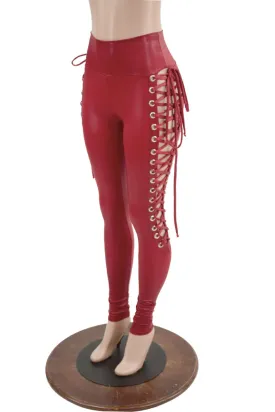 Coagulant Red Lace Up Leggings