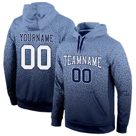 Custom Stitched Powder Blue White-Navy Fade Fashion Sports Pullover Sweatshirt Hoodie