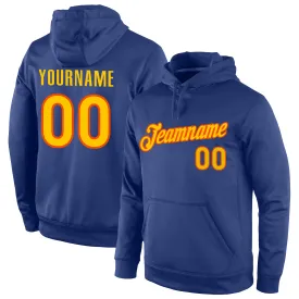 Custom Stitched Royal Gold-Orange Sports Pullover Sweatshirt Hoodie