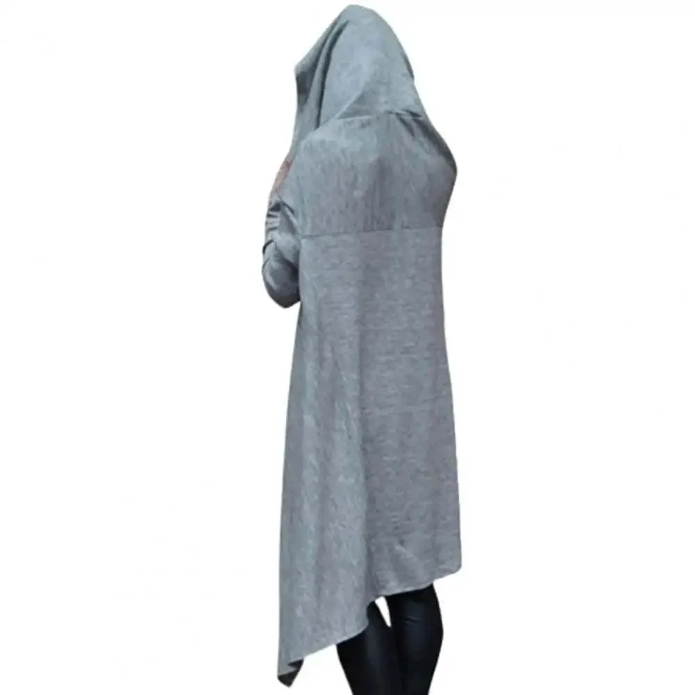 Elegant Long Hoodie for Women - Solid Color Casual Sweatshirt