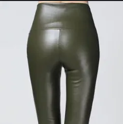 Faux Leather Leggings Olive