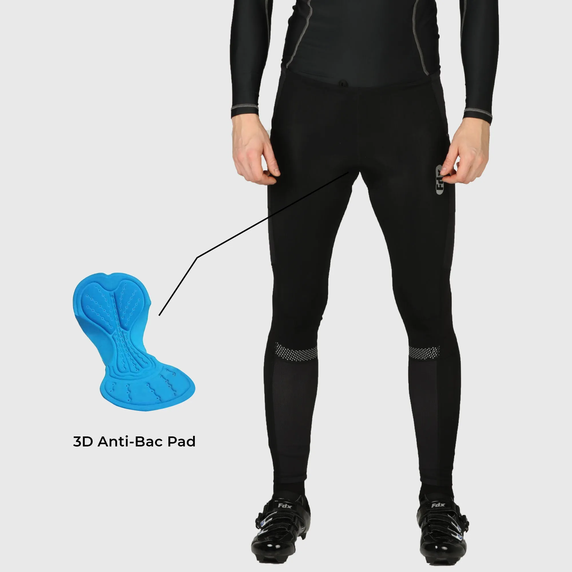 Fdx All Day Men's & Boy's Black Thermal Padded Cycling Tights