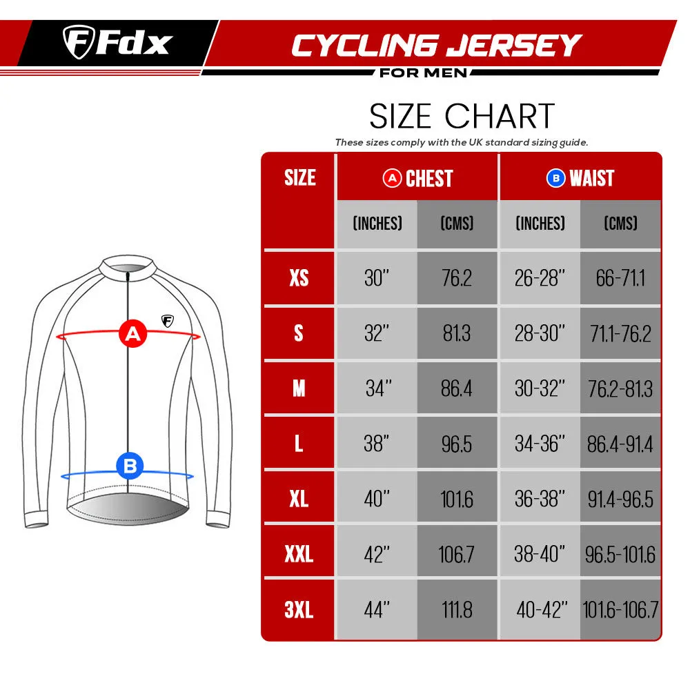 Fdx All Day Men's & Boy's Blue Thermal Roubaix Long Sleeve Cycling Jersey