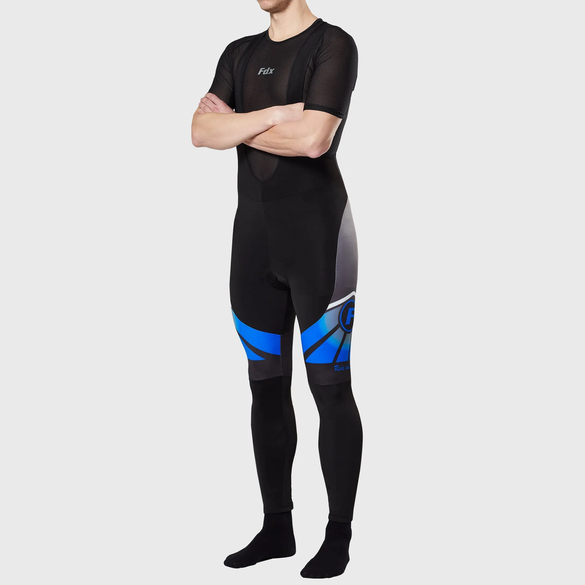 Fdx Men's & Boy's Set Signature Thermal Roubaix Long Sleeve Cycling Jersey & Bib Tights - Blue