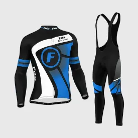 Fdx Men's & Boy's Set Signature Thermal Roubaix Long Sleeve Cycling Jersey & Bib Tights - Blue