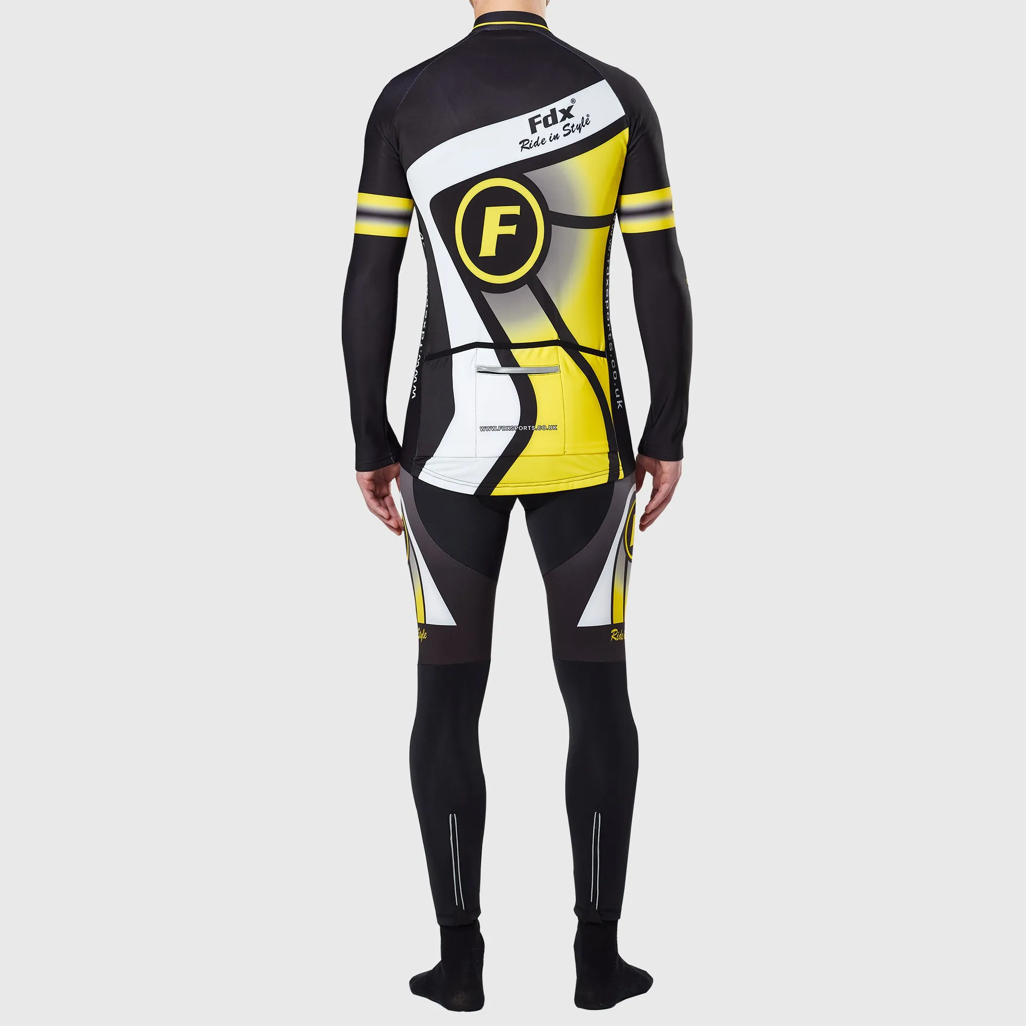 Fdx Men's & Boy's Set Signature Thermal Roubaix Long Sleeve Cycling Jersey & Bib Tights - Yellow