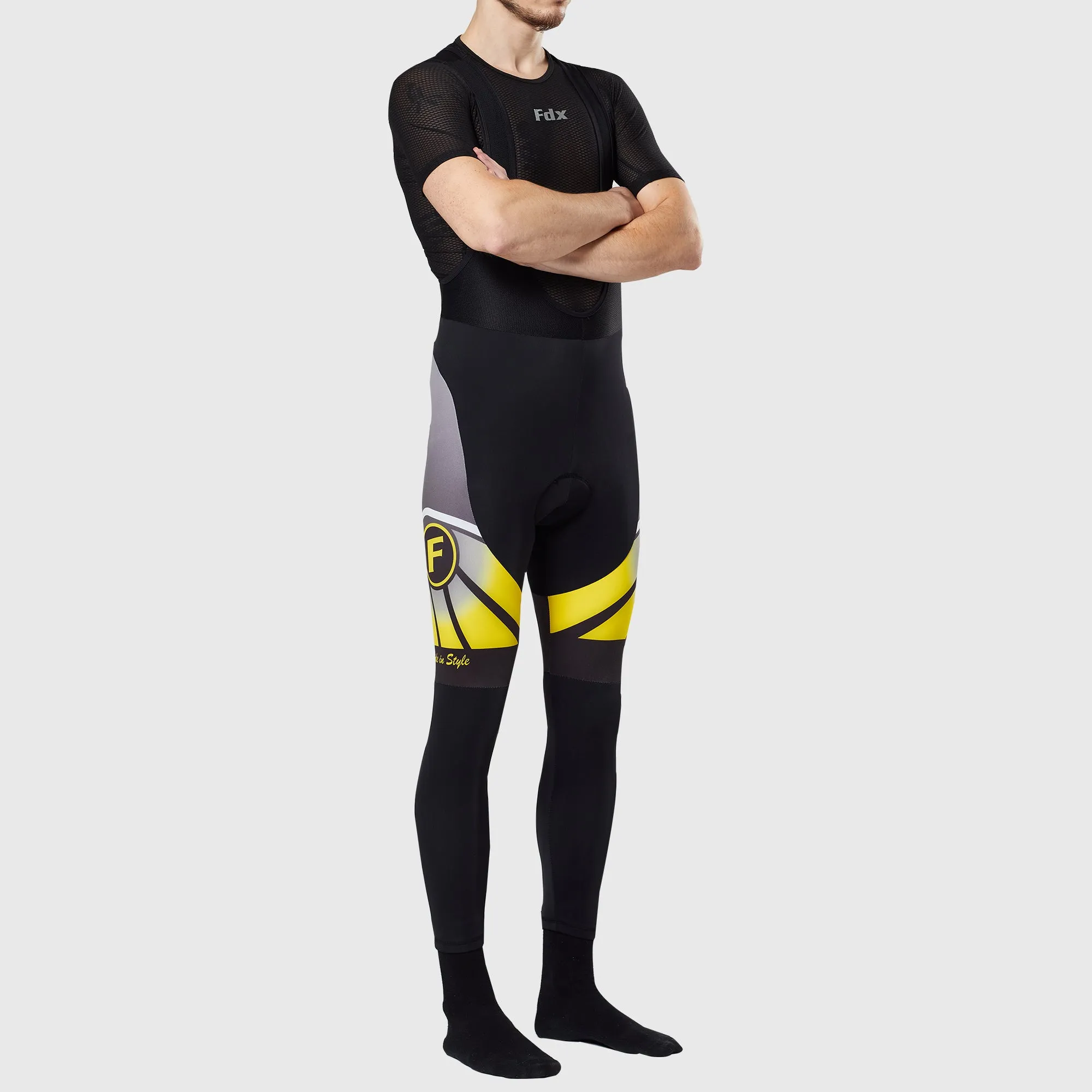 Fdx Men's & Boy's Set Signature Thermal Roubaix Long Sleeve Cycling Jersey & Bib Tights - Yellow