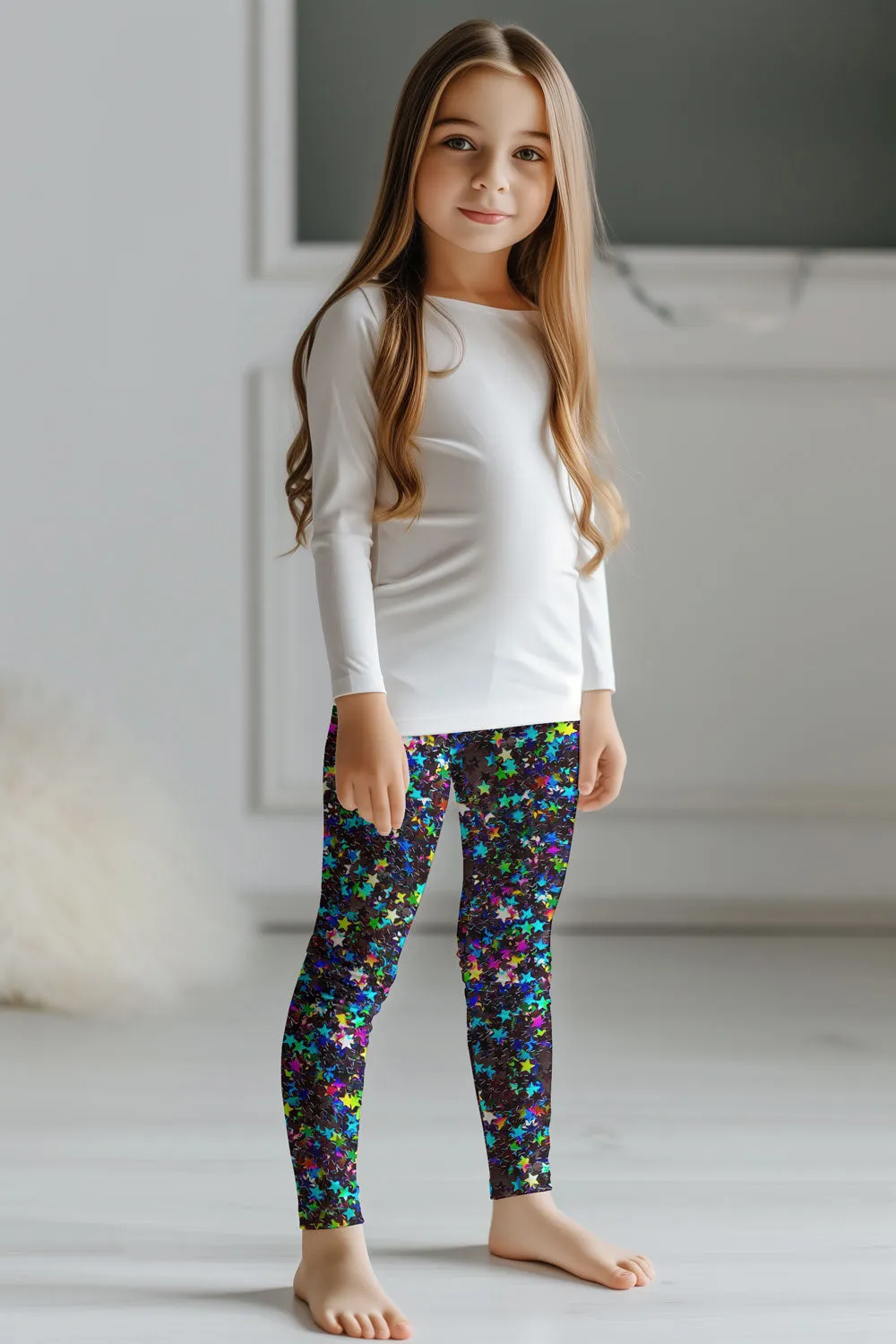 Fireworks Lucy Cute Colorful Stars Printed Leggings - Kids