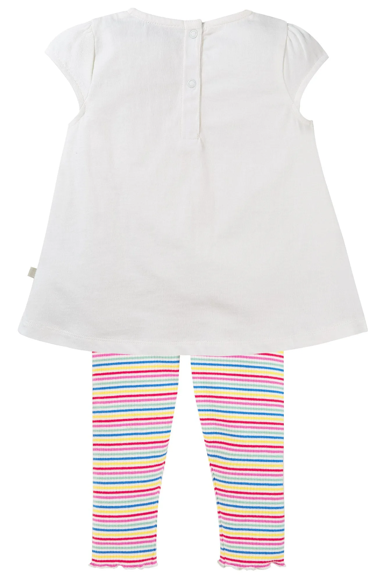 Frugi Jade Outfit - Soft White/Rainbow Rib