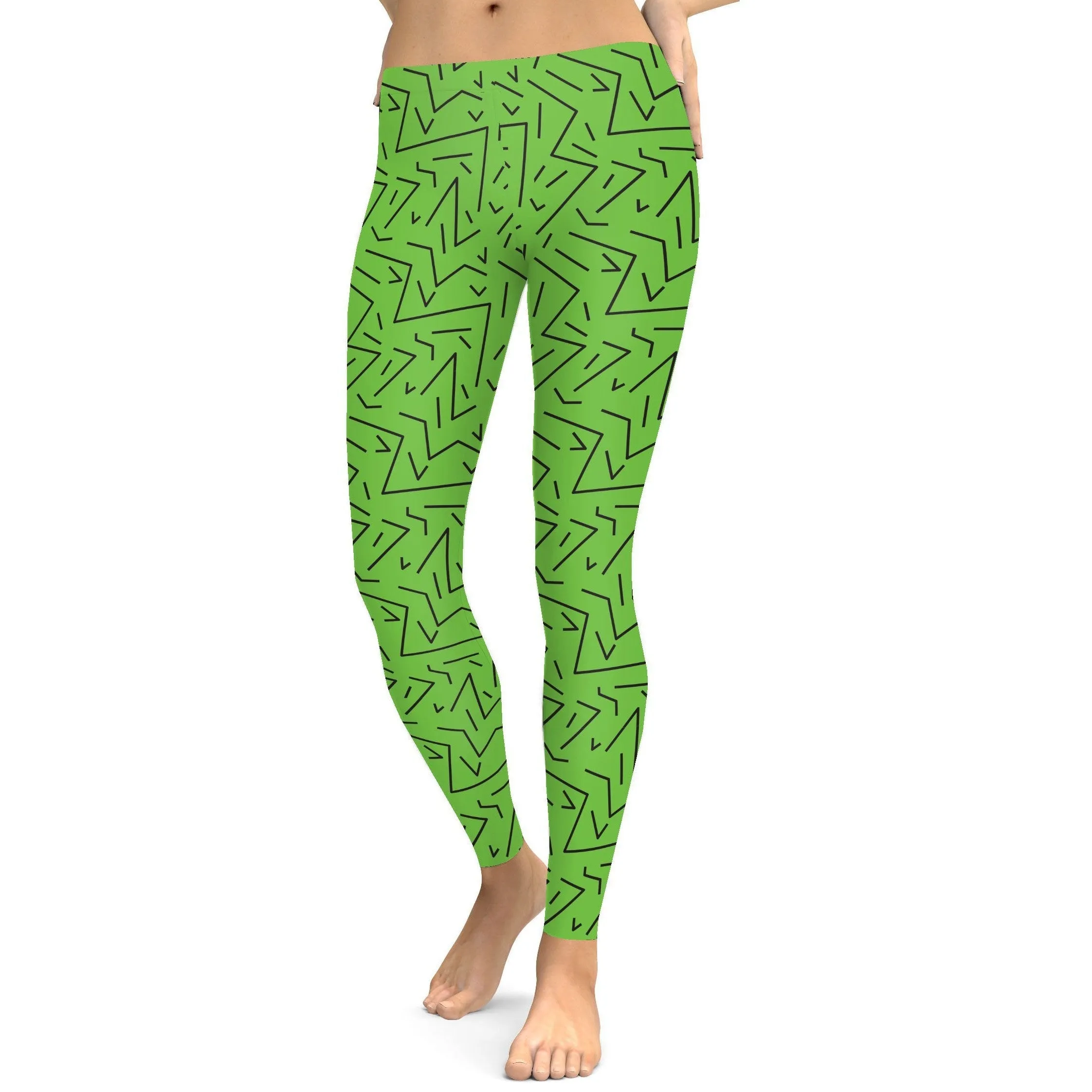 Green Black Line Leggings