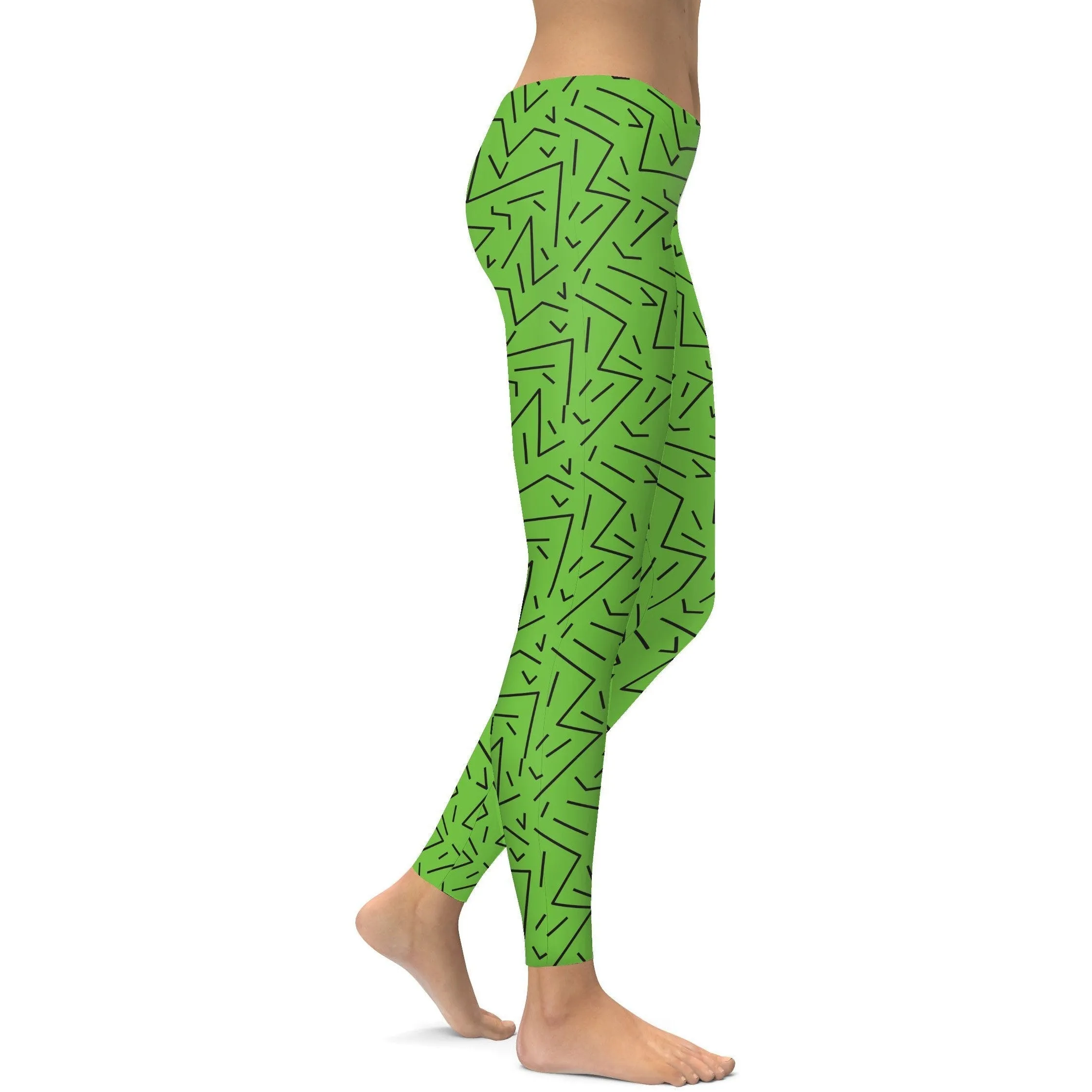 Green Black Line Leggings