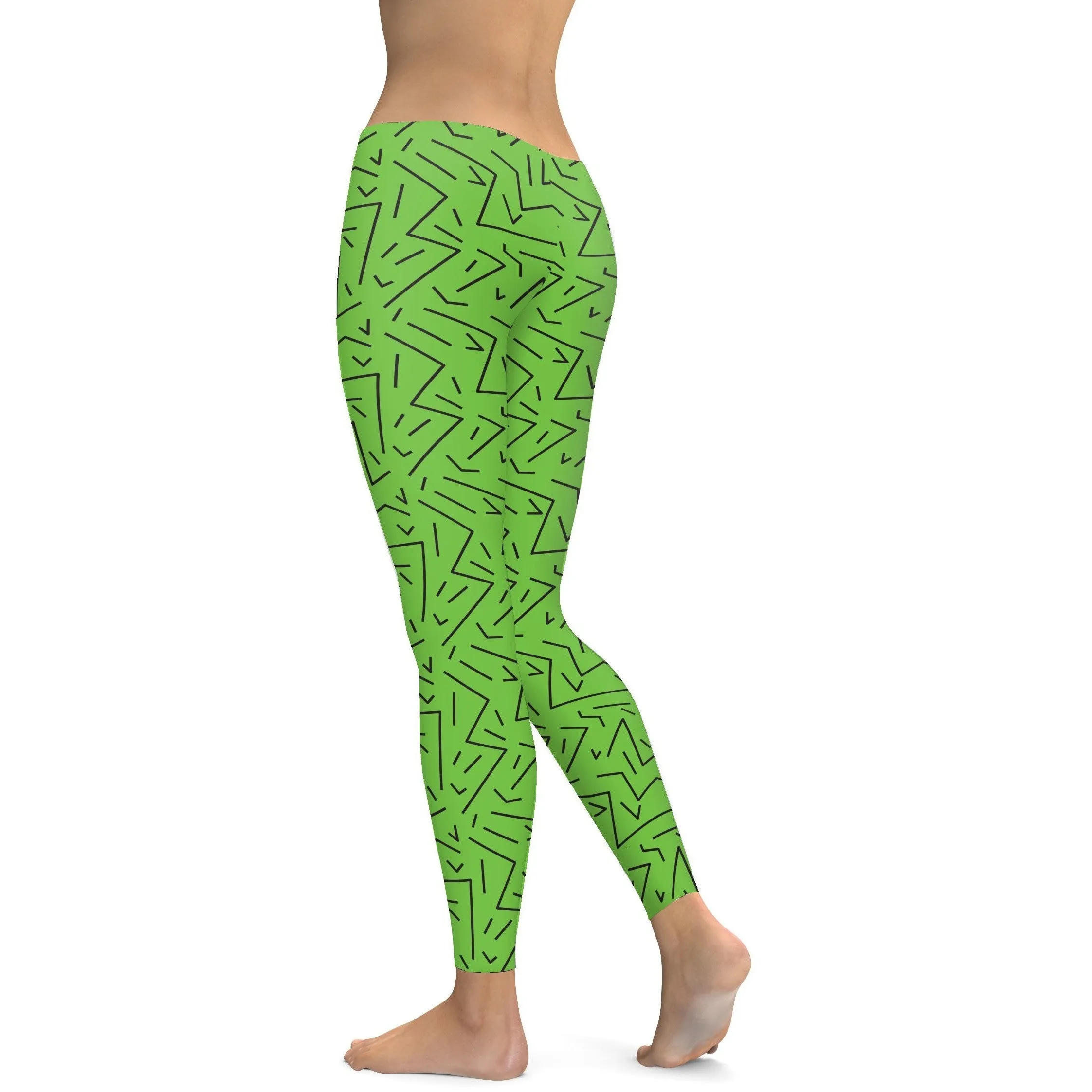 Green Black Line Leggings