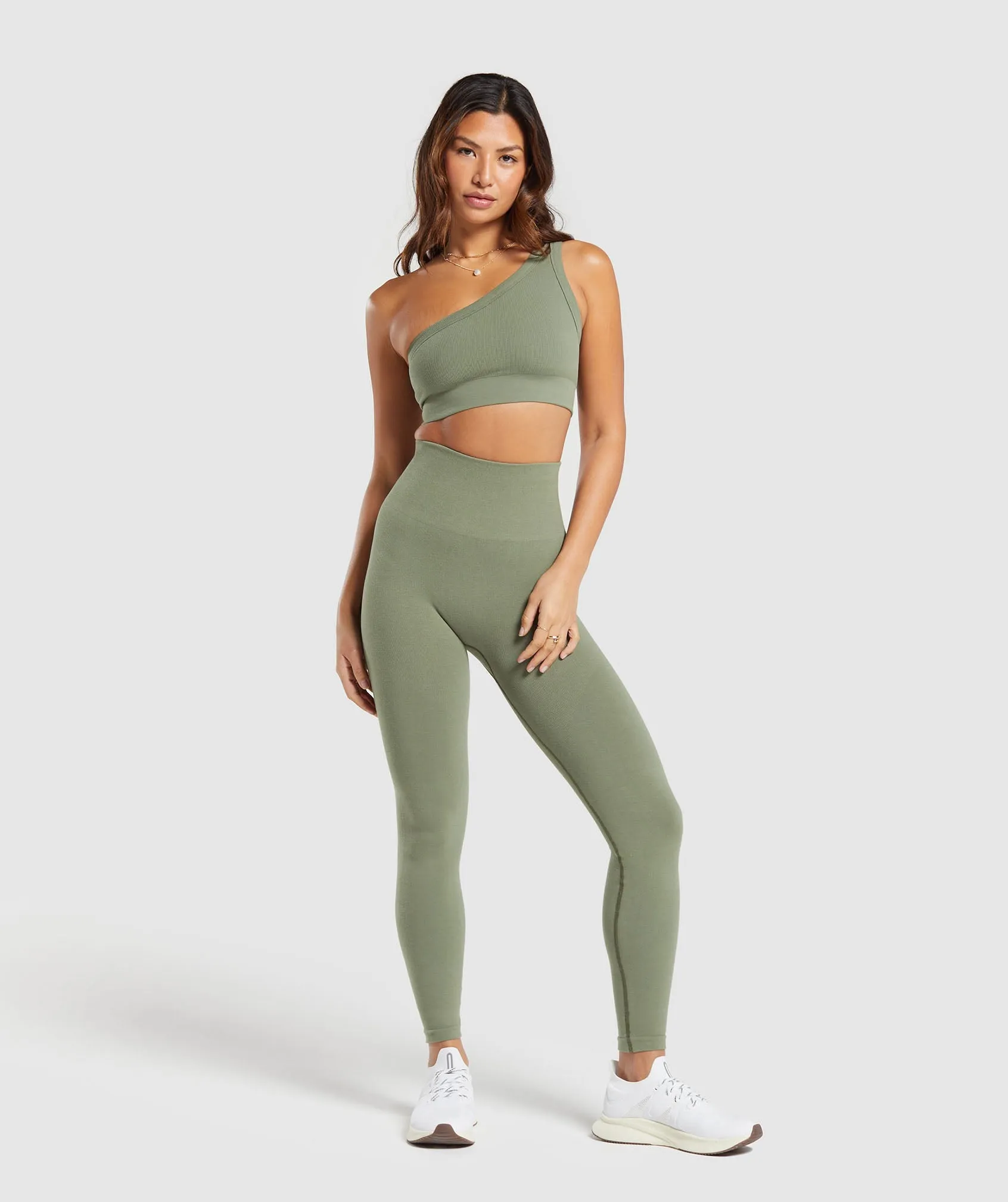 Gymshark Cotton Seamless Leggings - Base Green