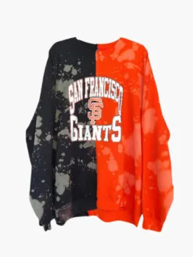 Handmade San Francisco Giants Black Orange Half and Half Crew Neck Sweatshirt