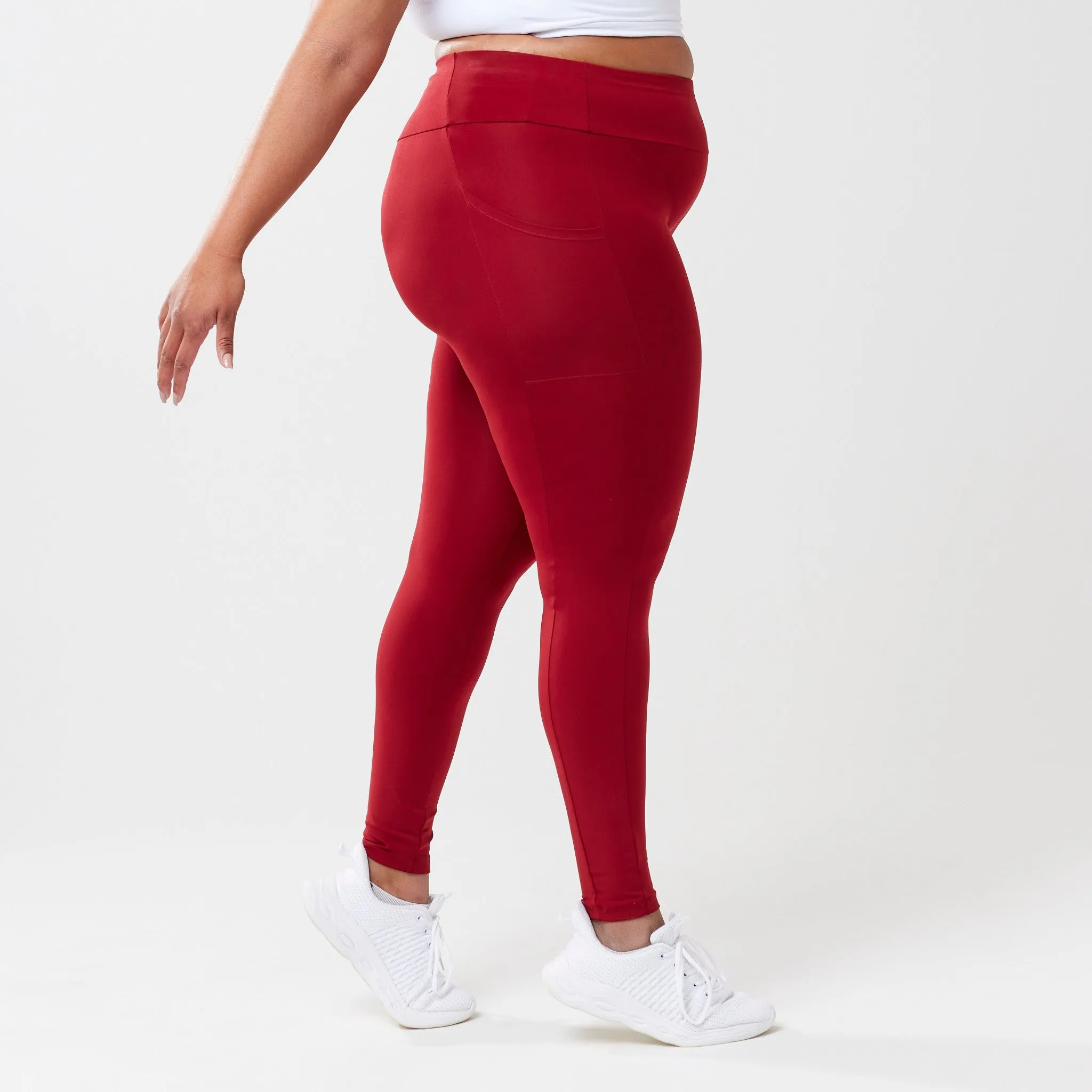 High-Rise Pocket Leggings - Red