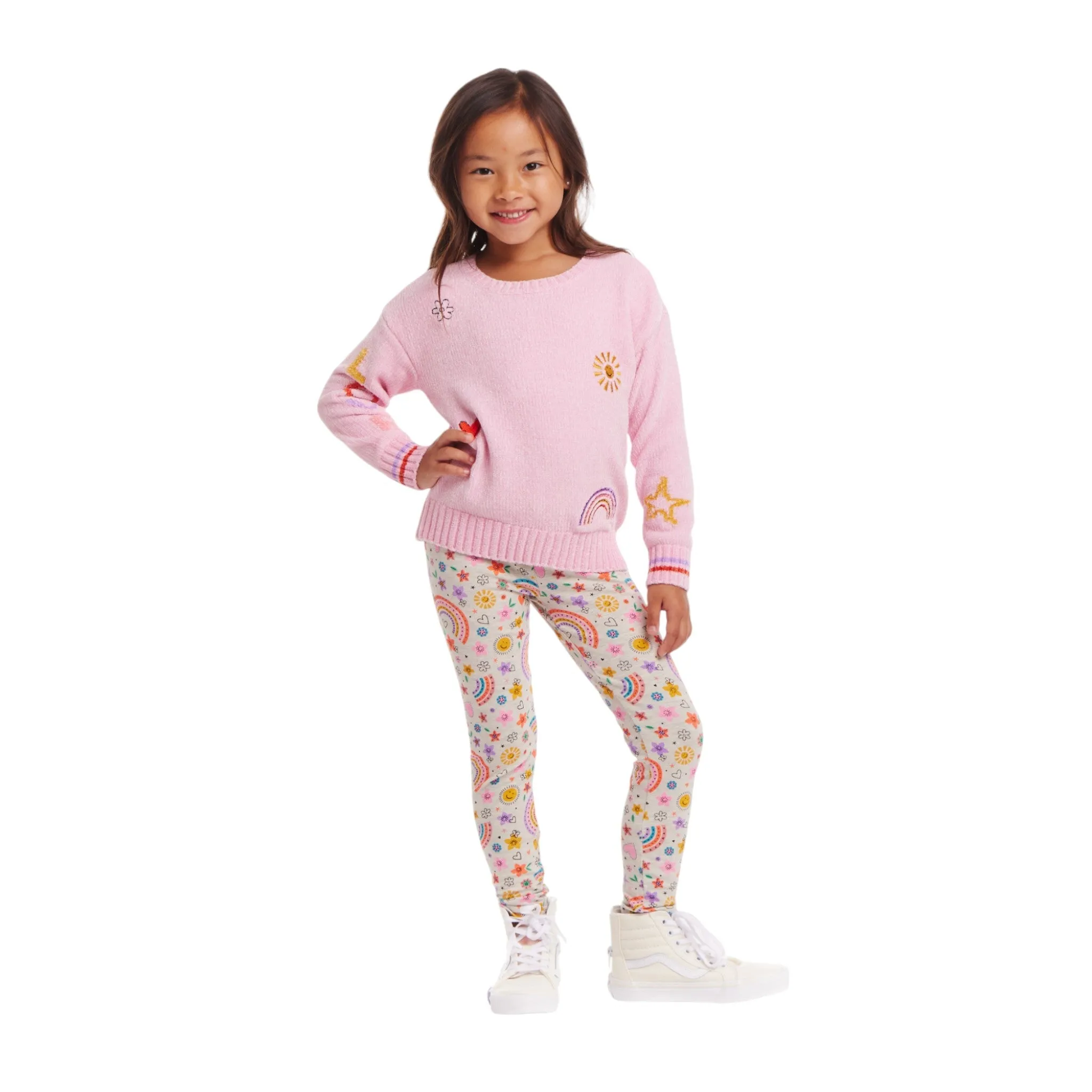 Kids Chenille Sweater & Printed Legging Set | Multicolor