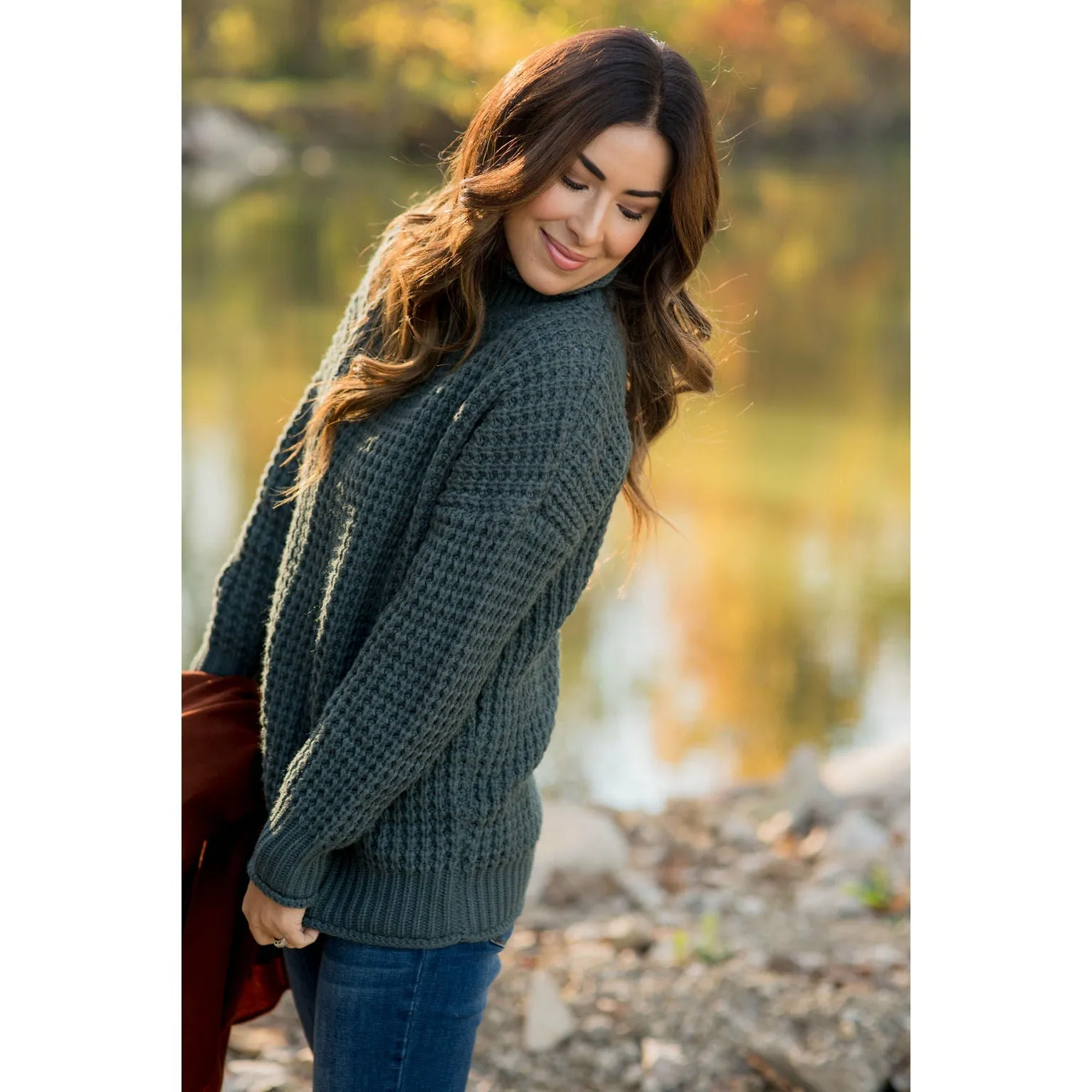 Knit Trimmed Turtleneck