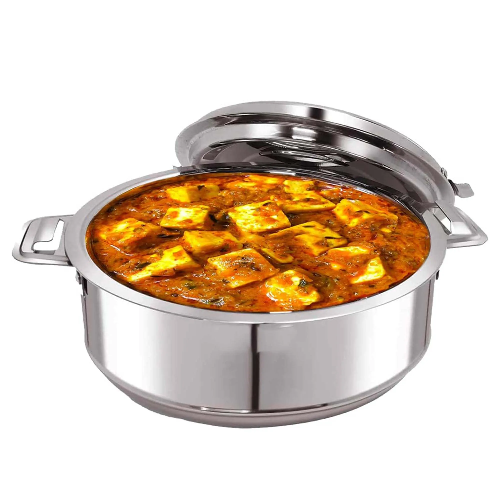 Kuber Industries 1.5L Stainless Steel Insulated Casserole for Roti, Puri & Chapati with Lid | Heat Retaining Body & Easy Lock Lid Mechanism Hotpot Roti Box for Home & Kitchen | Silver