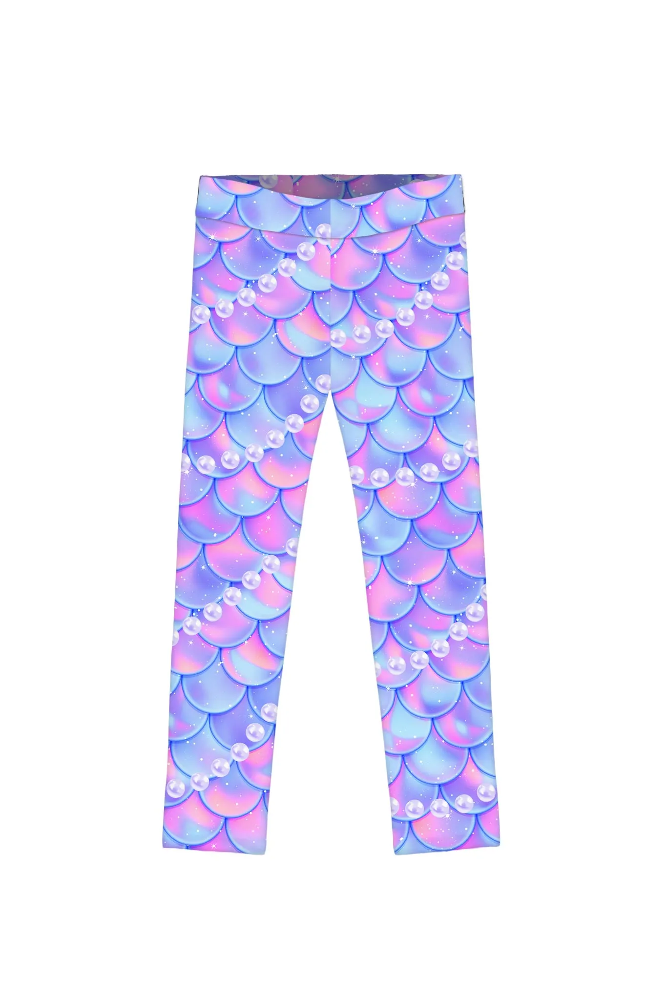 Making Waves Lucy Purple Mermaid Print Cute Leggings - Kids