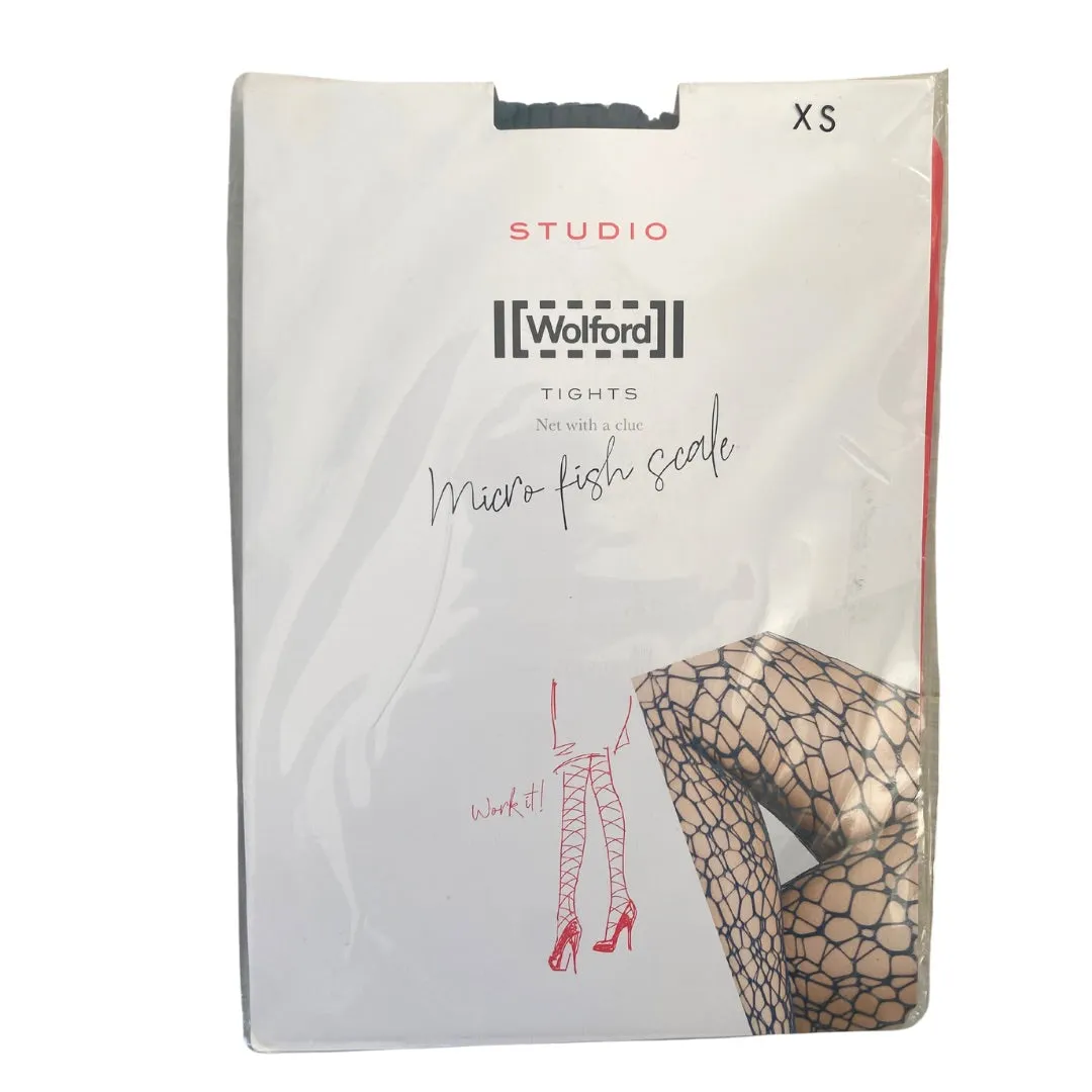 Micro Fish Scale Tights Wolford Blue SIZE XS