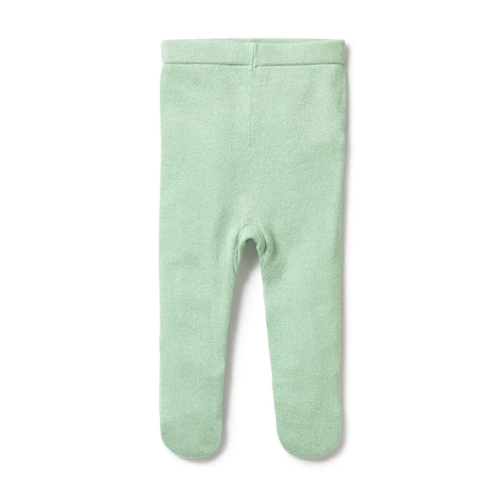 Mint Green Knitted Legging with Feet