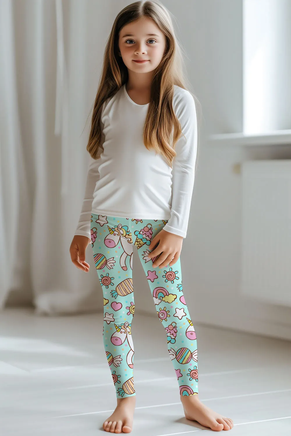 My Friend Unicorn Lucy Cute Colorful Mint Printed Leggings - Kids