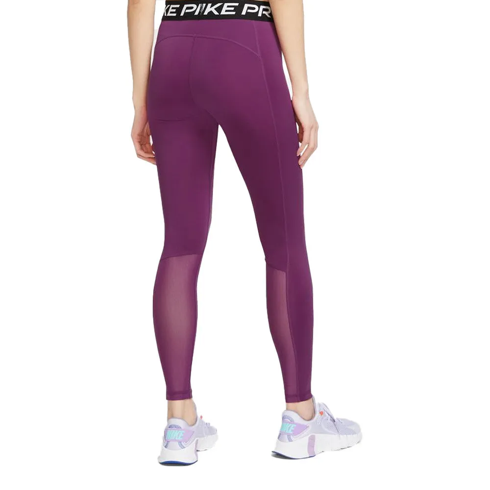 Nike Women's Mid Rise Waist Pro Leggings - Purple