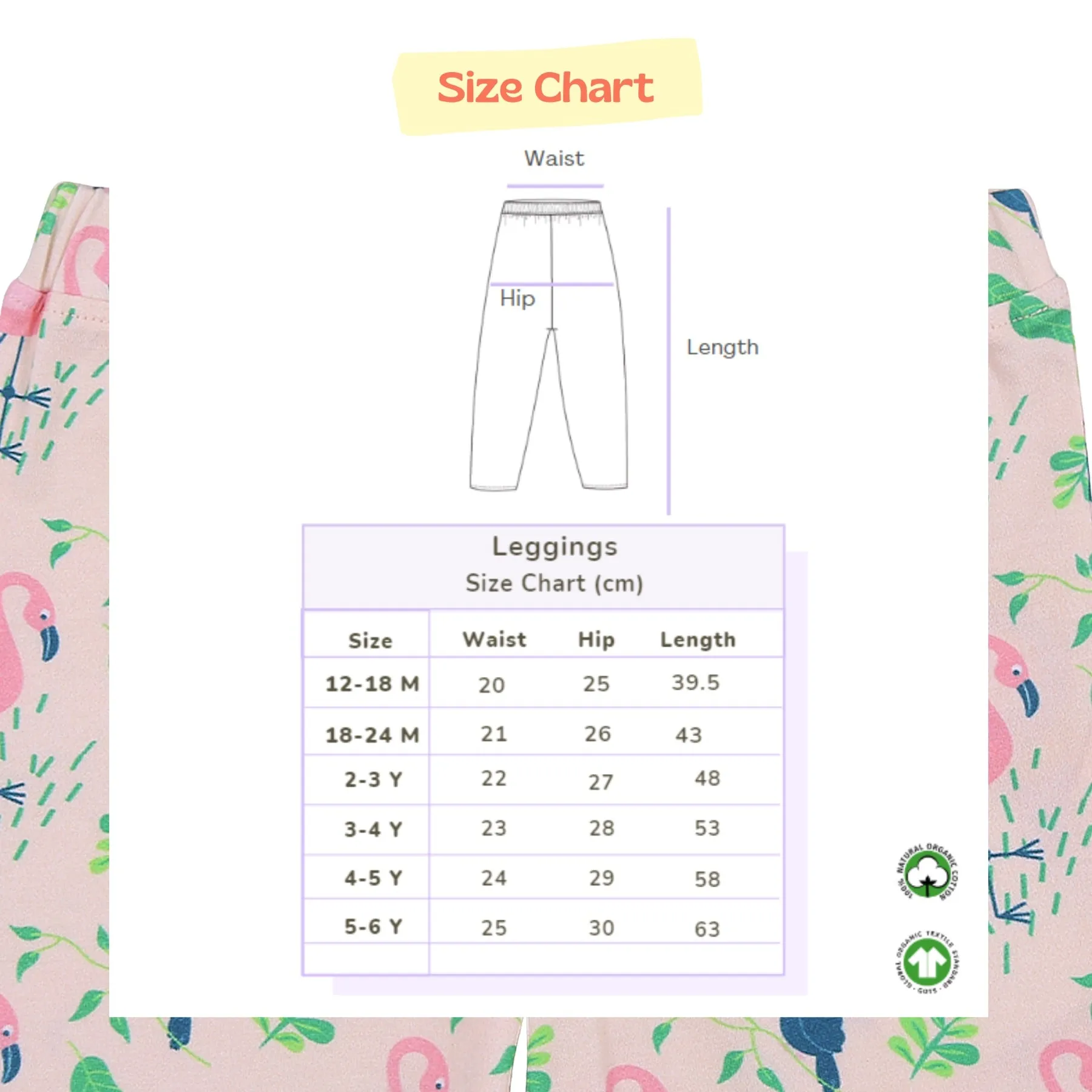 Organic Cotton Leggings- Flamingo Forrest